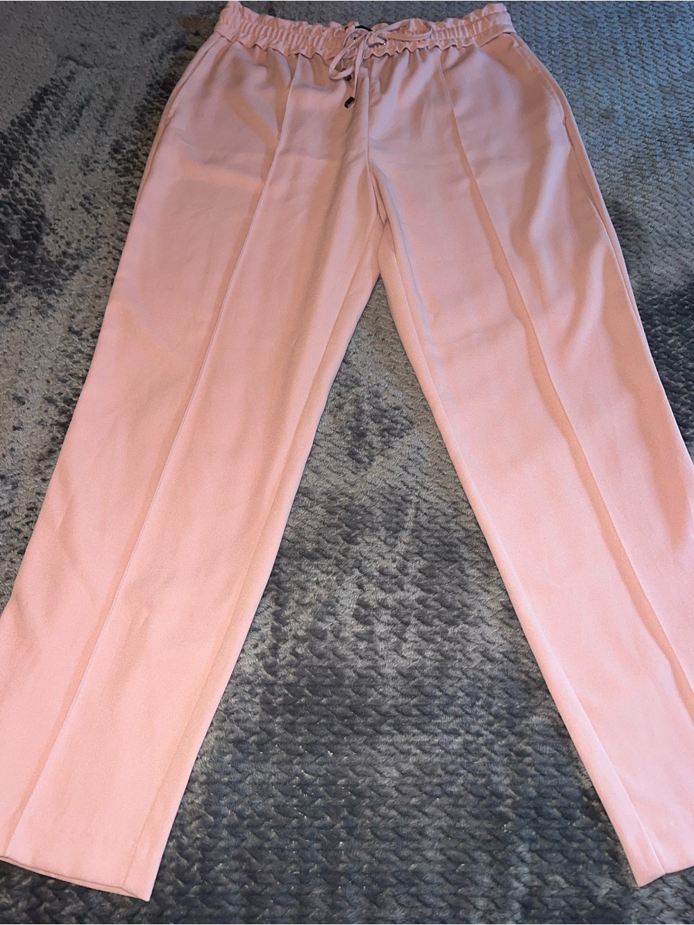 ZARA Dusty Pink Drawstring Waist Polyester Pants
